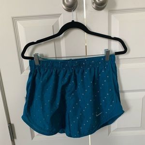 Blue polka dot Nike shorts womens L